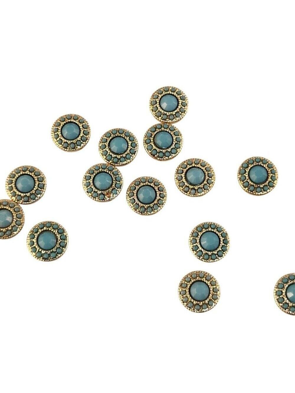 Gold Round Beads With Turquoise Accent Stones For Jewelry Crafting & DIY Project